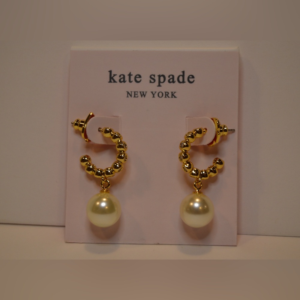 Kate Spade ‘Modern Pearls Drop’ Huggies Earrings. Brand New